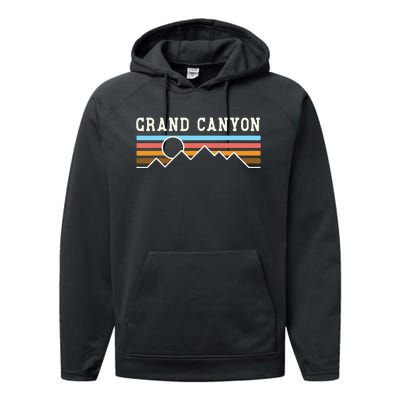 Grand Canyon National Park Retro Camping Hiking Performance Fleece Hoodie