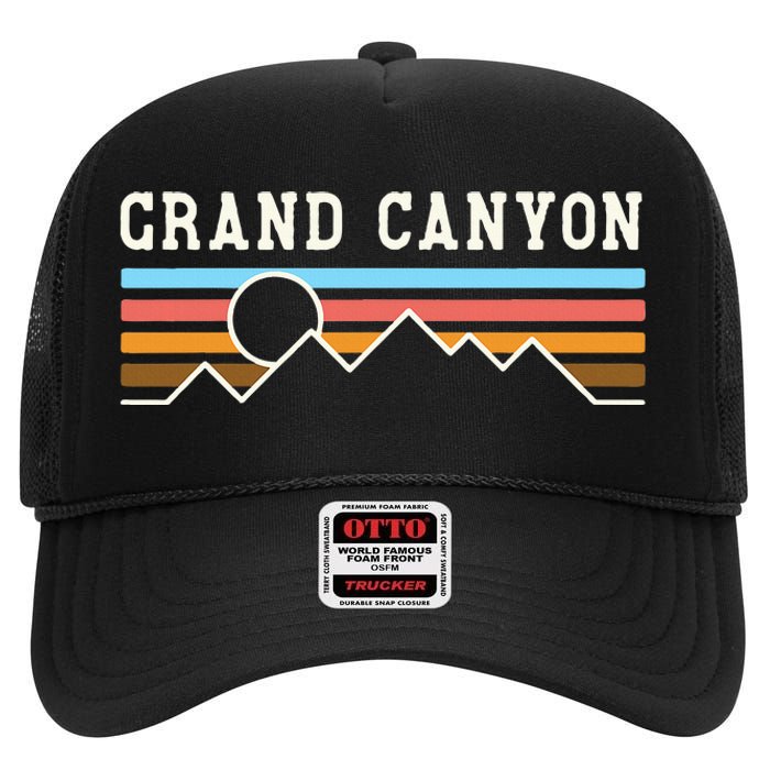 Grand Canyon National Park Retro Camping Hiking High Crown Mesh Back Trucker Hat