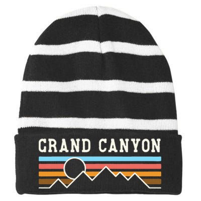 Grand Canyon National Park Retro Camping Hiking Striped Beanie with Solid Band