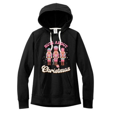 Groovy Cute Nuts About Christmas Funny Christmas Nutcracker Women's Fleece Hoodie