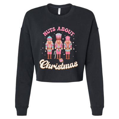Groovy Cute Nuts About Christmas Funny Christmas Nutcracker Cropped Pullover Crew