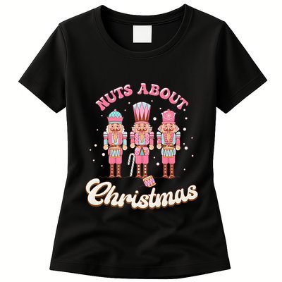 Groovy Cute Nuts About Christmas Funny Christmas Nutcracker Womens T-Shirt