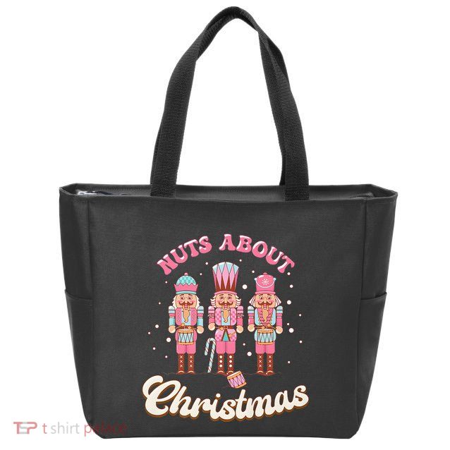 Groovy Cute Nuts About Christmas Funny Christmas Nutcracker Zip Tote Bag