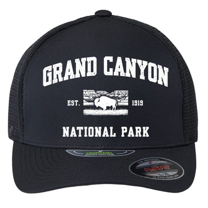 Grand Canyon National Park Sports Text Vintage Retro Bison Flexfit Unipanel Trucker Cap