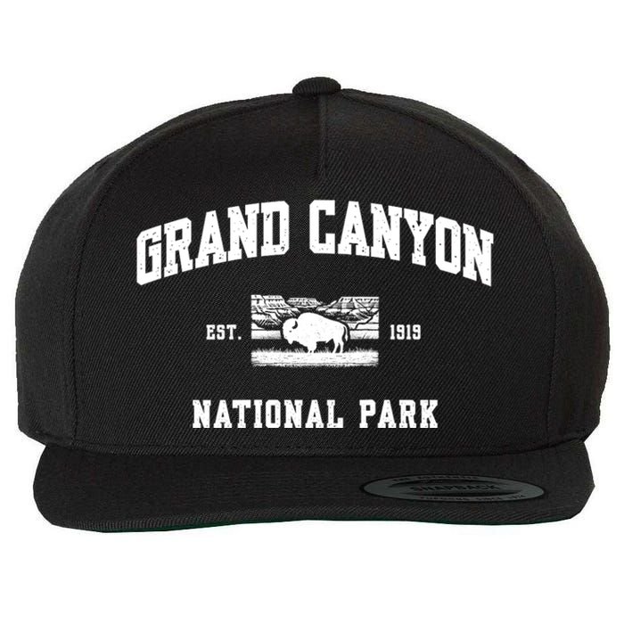 Grand Canyon National Park Sports Text Vintage Retro Bison Wool Snapback Cap