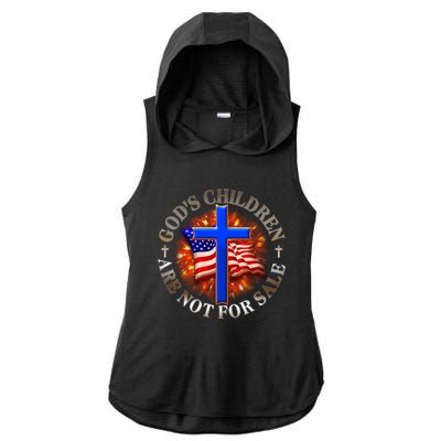 Gods Children Not Are For Sale American USA Flag Ladies PosiCharge Tri-Blend Wicking Draft Hoodie Tank