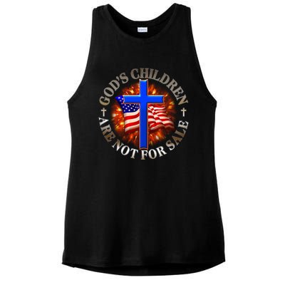 Gods Children Not Are For Sale American USA Flag Ladies PosiCharge Tri-Blend Wicking Tank