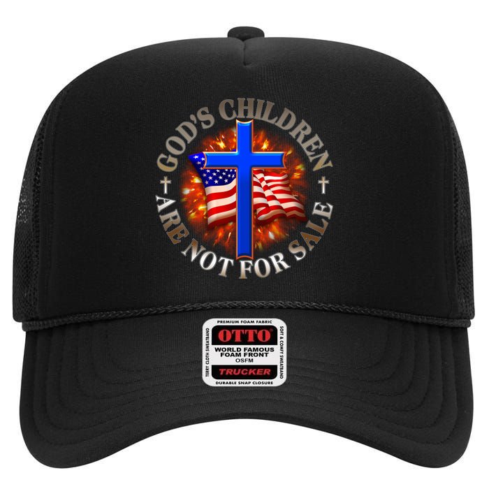 Gods Children Not Are For Sale American USA Flag High Crown Mesh Back Trucker Hat