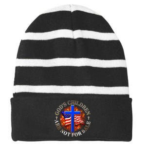 Gods Children Not Are For Sale American USA Flag Striped Beanie with Solid Band