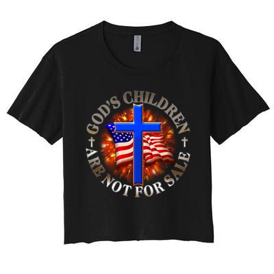 Gods Children Not Are For Sale American USA Flag Women's Crop Top Tee