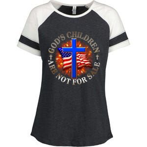 Gods Children Not Are For Sale American USA Flag Enza Ladies Jersey Colorblock Tee