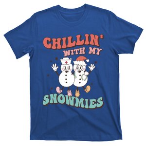 Groovy Christmas Nurse Snow Chillin With My Snowmies Gift T-Shirt