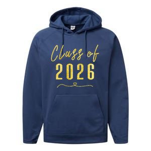 Gold Class Of 2026 Student Gift High School College Performance Fleece Hoodie