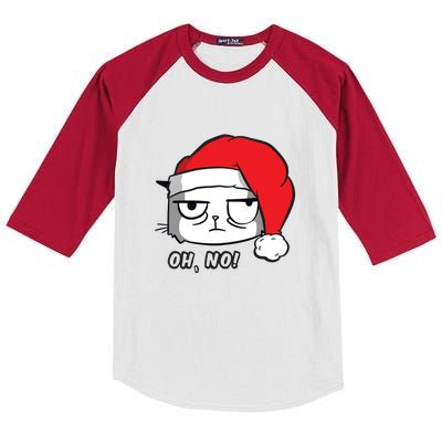 Grumpy Cat Oh No Christmas Kids Colorblock Raglan Jersey