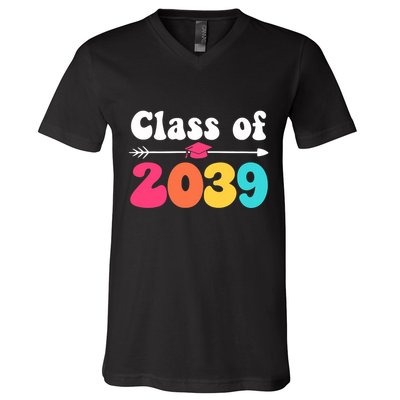 Groovy Class Of 2039 Graduation Senior 2039 V-Neck T-Shirt