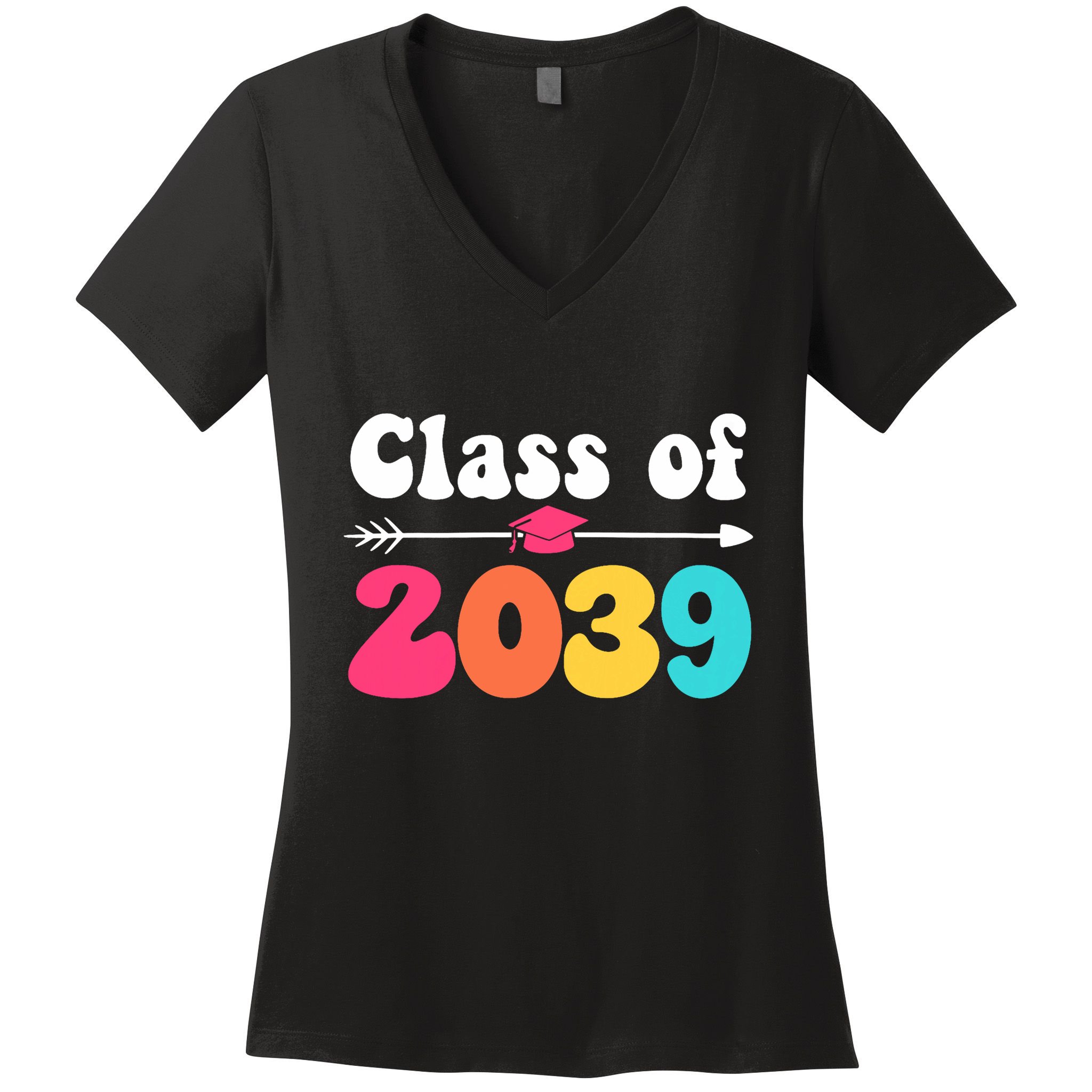 Groovy Class Of 2039 Graduation Senior 2039 Women's V-Neck T-Shirt