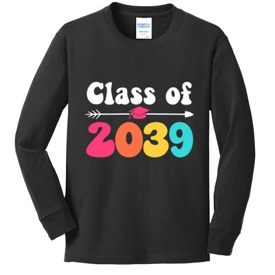 Groovy Class Of 2039 Graduation Senior 2039 Kids Long Sleeve Shirt