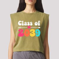Groovy Class Of 2039 Graduation Senior 2039 Garment-Dyed Women's Muscle Tee