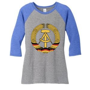 Gdr Coat Of Arms Ger Democratic Republic Flag East Cute Gift Women's Tri-Blend 3/4-Sleeve Raglan Shirt