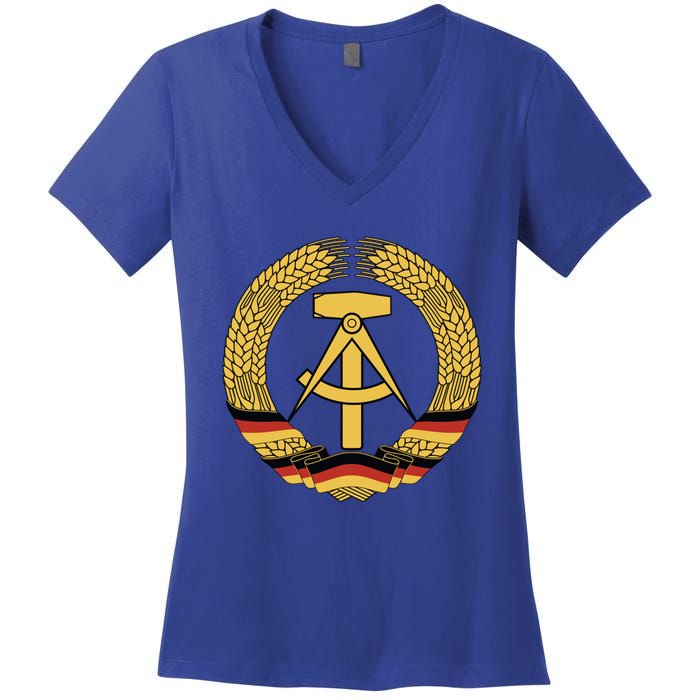 Gdr Coat Of Arms Ger Democratic Republic Flag East Cute Gift Women's V-Neck T-Shirt