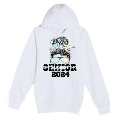 Girl Class Of 2024 Messy Bun Seniors 24 School Premium Pullover Hoodie