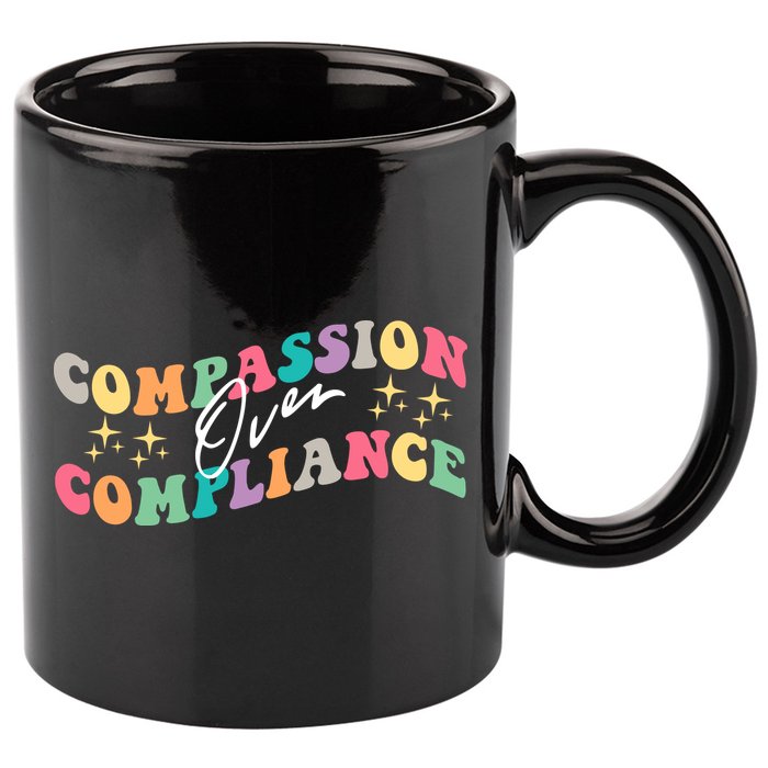 Groovy Compassion Over Compliance ABA Therapy BCBA Therapist 11oz C Handle Ceramic Mug