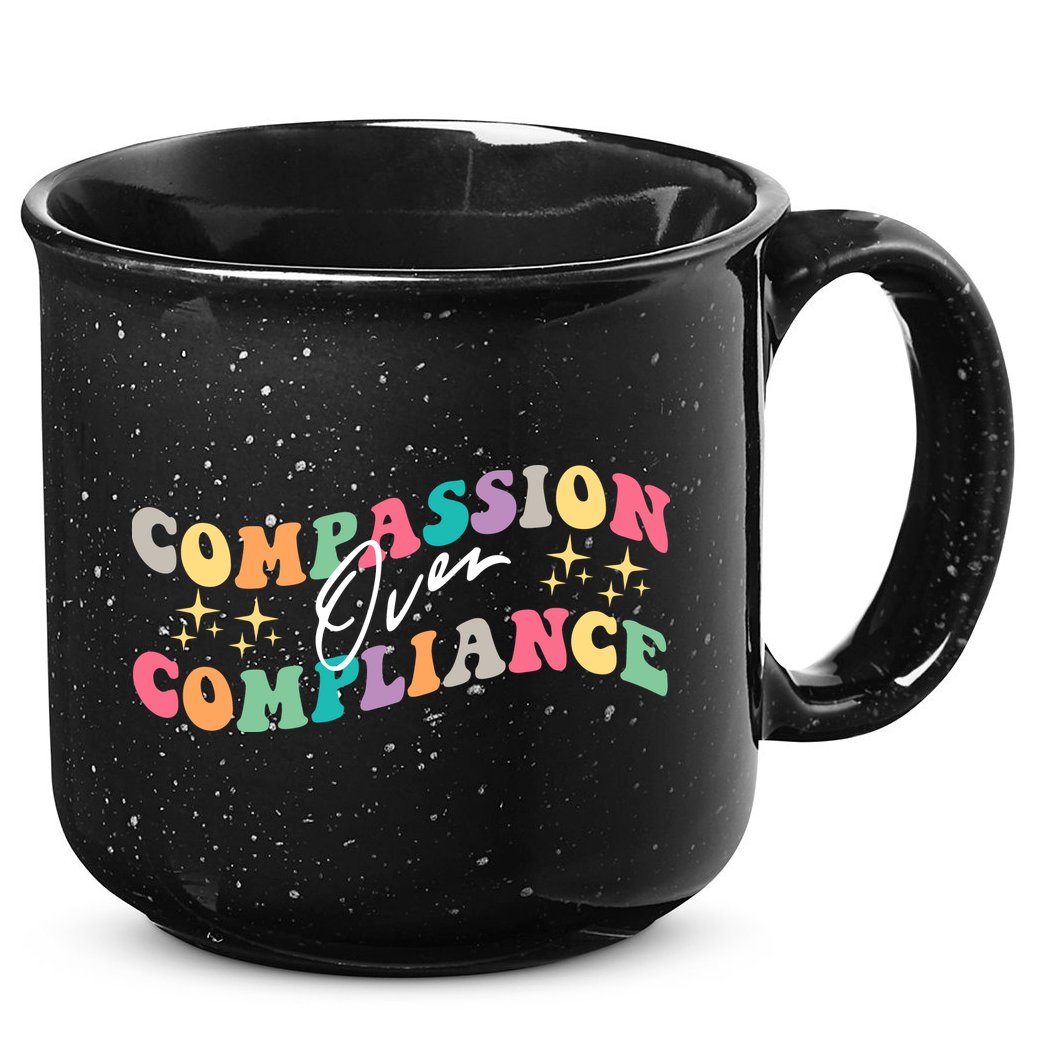 Groovy Compassion Over Compliance ABA Therapy BCBA Therapist 15oz Campfire Ceramic Mug