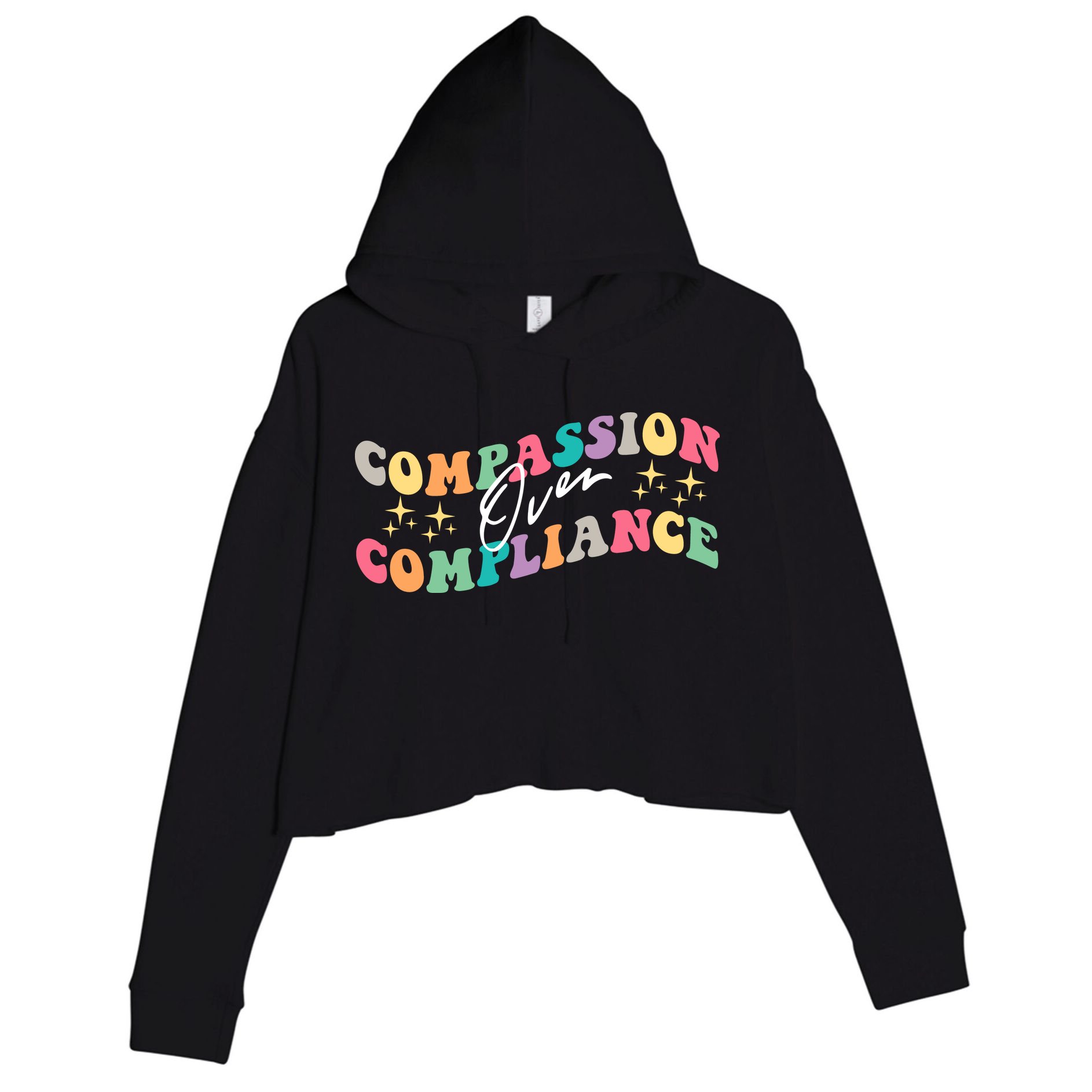 Groovy Compassion Over Compliance ABA Therapy BCBA Therapist Crop Fleece Hoodie