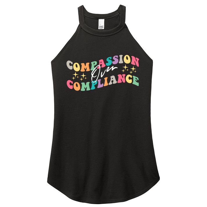 Groovy Compassion Over Compliance ABA Therapy BCBA Therapist Women's Perfect Tri Rocker Tank