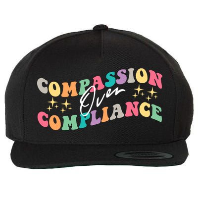 Groovy Compassion Over Compliance ABA Therapy BCBA Therapist Wool Snapback Cap