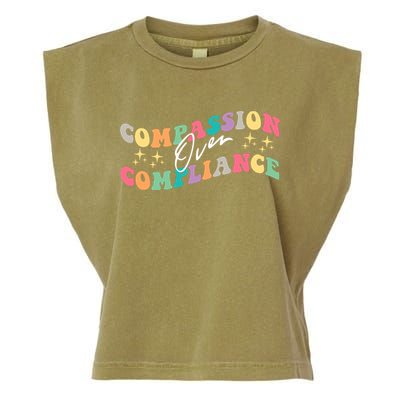 Groovy Compassion Over Compliance ABA Therapy BCBA Therapist Garment-Dyed Women's Muscle Tee