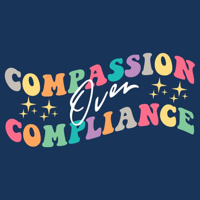 Groovy Compassion Over Compliance ABA Therapy BCBA Therapist Cooling Performance Crew T-Shirt