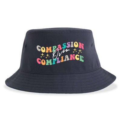 Groovy Compassion Over Compliance ABA Therapy BCBA Therapist Sustainable Bucket Hat