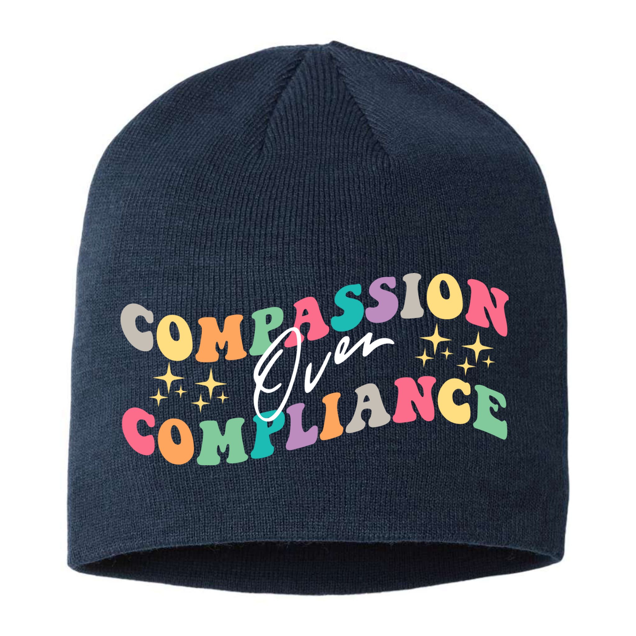 Groovy Compassion Over Compliance ABA Therapy BCBA Therapist Sustainable Beanie