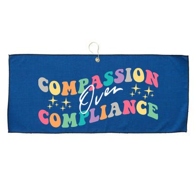 Groovy Compassion Over Compliance ABA Therapy BCBA Therapist Large Microfiber Waffle Golf Towel