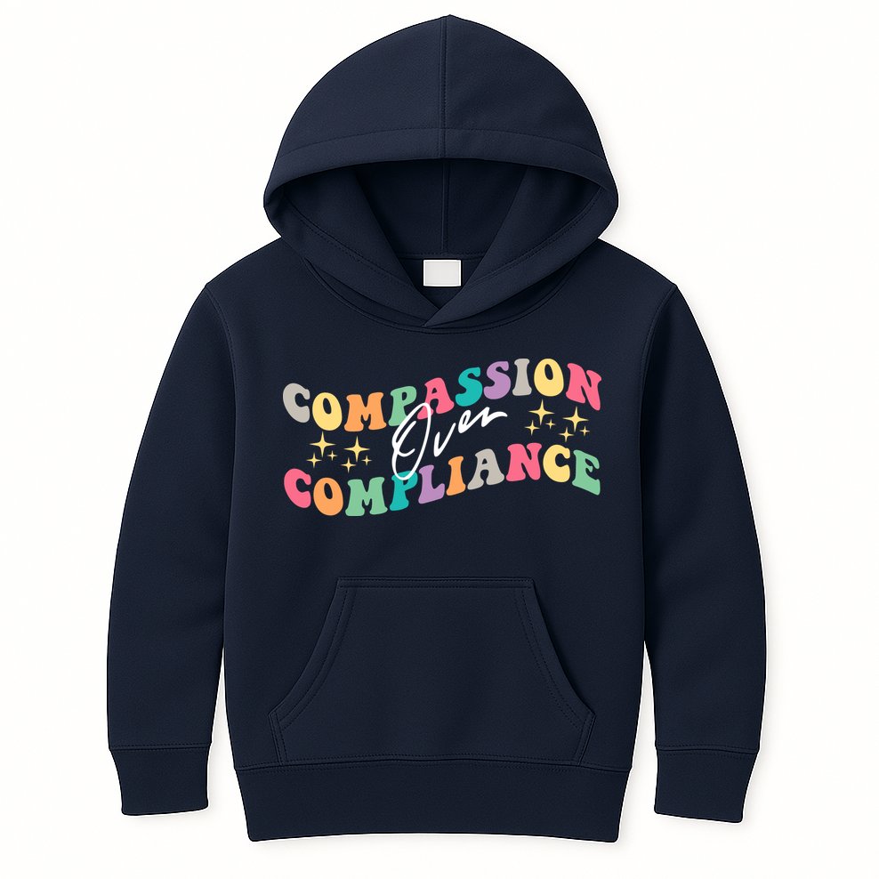 Groovy Compassion Over Compliance ABA Therapy BCBA Therapist Kids Hoodie