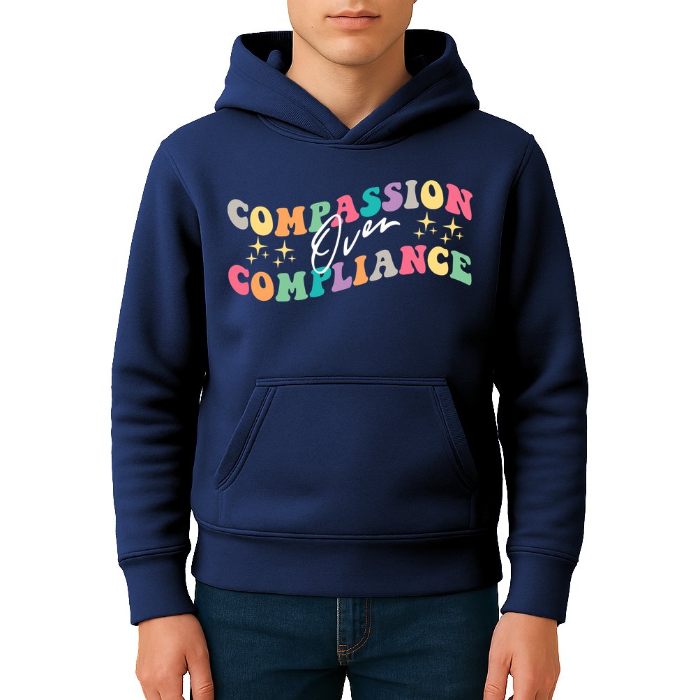 Groovy Compassion Over Compliance ABA Therapy BCBA Therapist Kids Hoodie