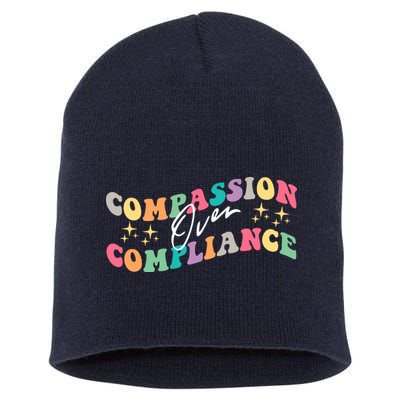 Groovy Compassion Over Compliance ABA Therapy BCBA Therapist Short Acrylic Beanie