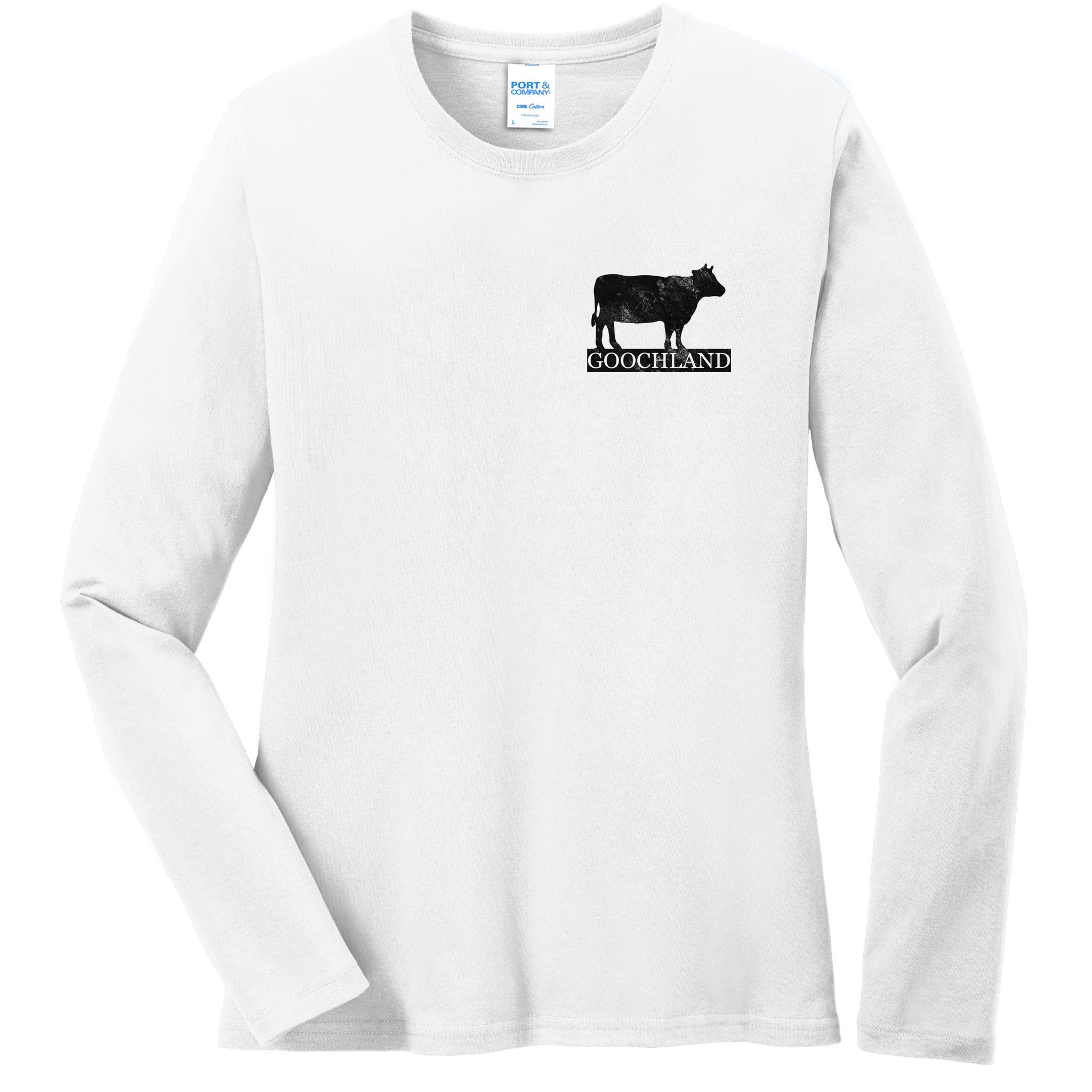 Goochland Cow Pocket Logo Ladies Long Sleeve Shirt