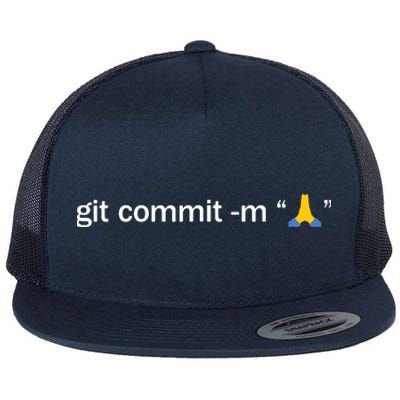 Git Commit Prayer Hands Programmer Coder Software Engineer Flat Bill Trucker Hat