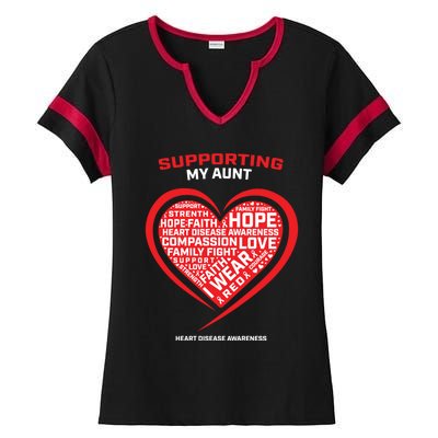 Gifts Clothes Products Wear Red Aunt Heart Disease Awareness Cool Gift Ladies Halftime Notch Neck Tee