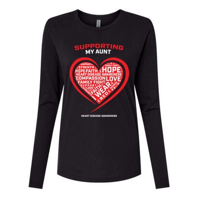 Gifts Clothes Products Wear Red Aunt Heart Disease Awareness Cool Gift Womens Cotton Relaxed Long Sleeve T-Shirt