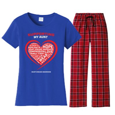 Gifts Clothes Products Wear Red Aunt Heart Disease Awareness Cool Gift Women's Flannel Pajama Set