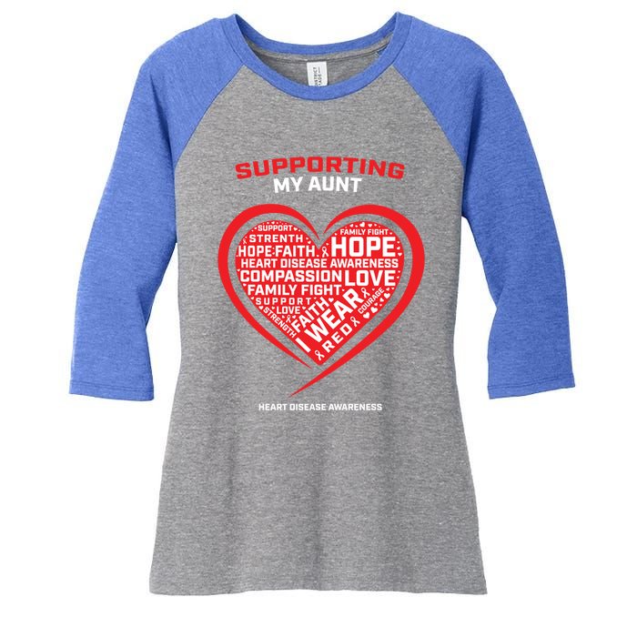 Gifts Clothes Products Wear Red Aunt Heart Disease Awareness Cool Gift Women's Tri-Blend 3/4-Sleeve Raglan Shirt