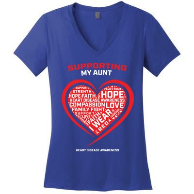 Gifts Clothes Products Wear Red Aunt Heart Disease Awareness Cool Gift Women's V-Neck T-Shirt