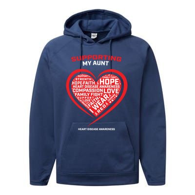 Gifts Clothes Products Wear Red Aunt Heart Disease Awareness Cool Gift Performance Fleece Hoodie