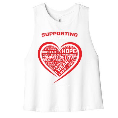 Gifts Clothes Products Wear Red Aunt Heart Disease Awareness Cool Gift Women's Racerback Cropped Tank