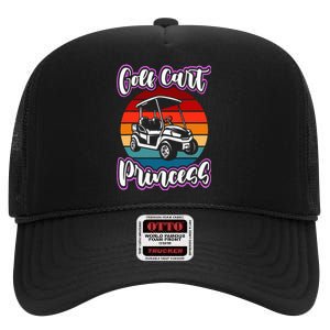 Golf Cart Princess Golfing Girl Golf Sport High Crown Mesh Back Trucker Hat