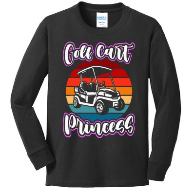 Golf Cart Princess Golfing Girl Golf Sport Kids Long Sleeve Shirt