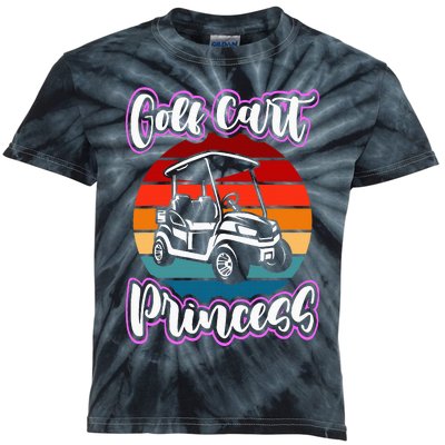 Golf Cart Princess Golfing Girl Golf Sport Kids Tie-Dye T-Shirt